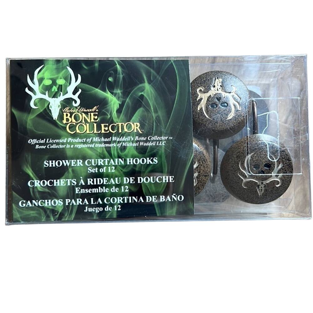 NWT Michael Waddell’s Bone Collector Shower Curtain Hooks - set of 12